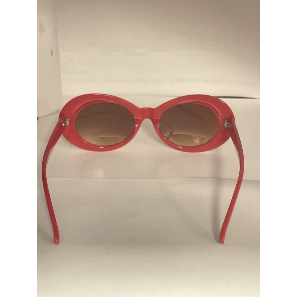 Vintage Bold Round Cat Eye Solid Red - image 3